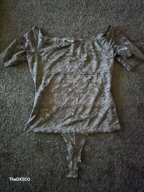 Guess Black Floral Lace Bodysuit Top